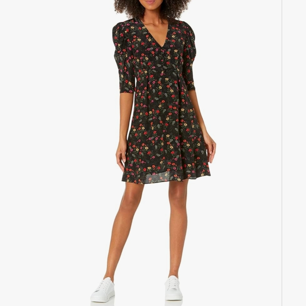 The Kooples Size 1 Floral Silk Blend V Neck Dress